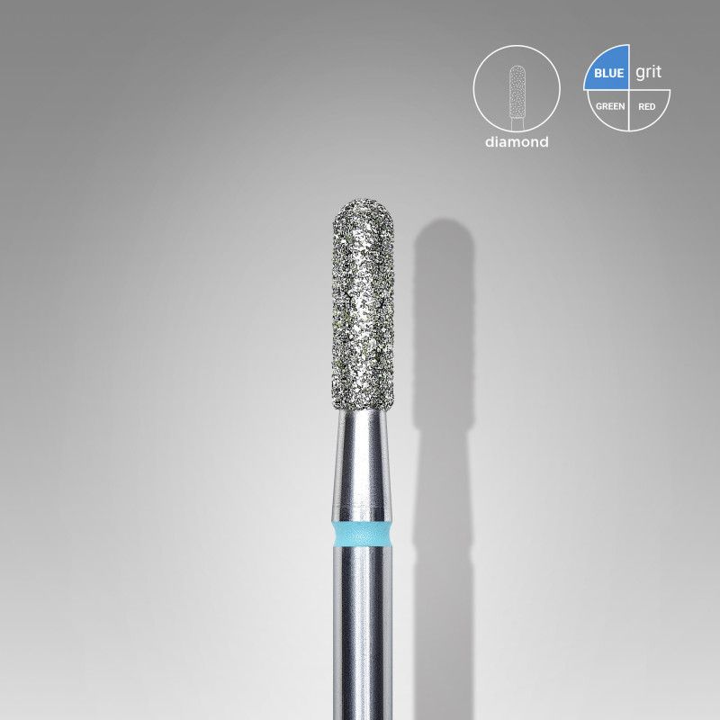 Diamond nail drill bit Staleks, rounded “cylinder”, blue, head diameter 2.3 mm/ working part 8 mm