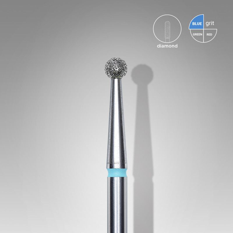 Diamond nail drill bit Staleks, “ball”, blue, head diameter - 2.5 mm