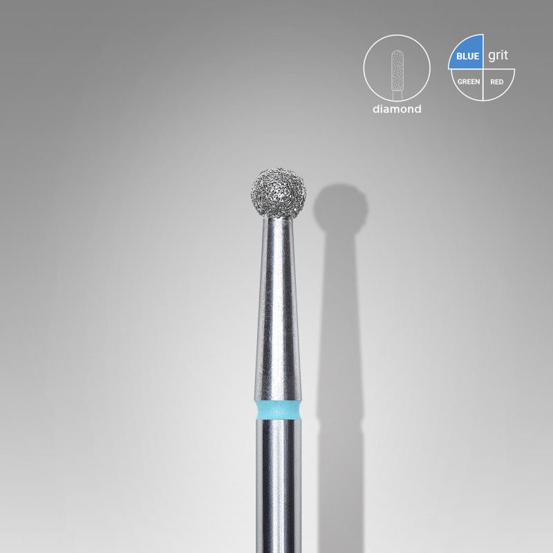Diamond nail drill bit Staleks, “ball”, blue, head diameter - 2.7 mm