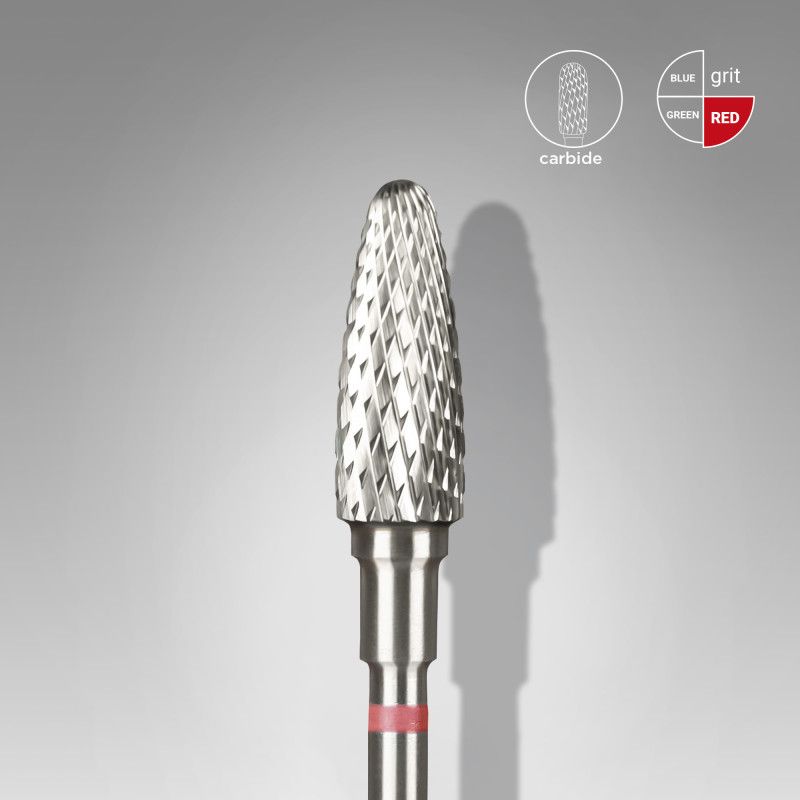 Carbide nail drill bit Staleks, “corn”, red, head diameter 5 mm/ working part 13 mm