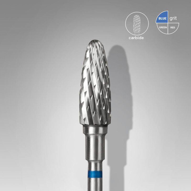 Carbide nail drill bit Staleks, “corn”, blue, head diameter 5 mm/ working part 13 mm