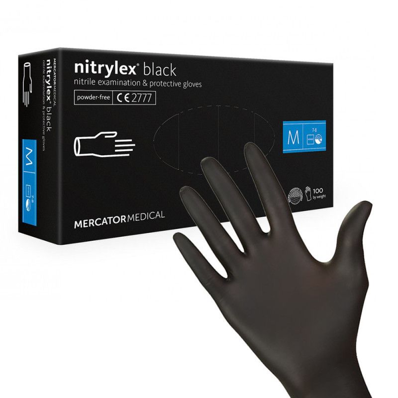 Нитриловые перчатки Nitrylex - черные - 100 шт. M