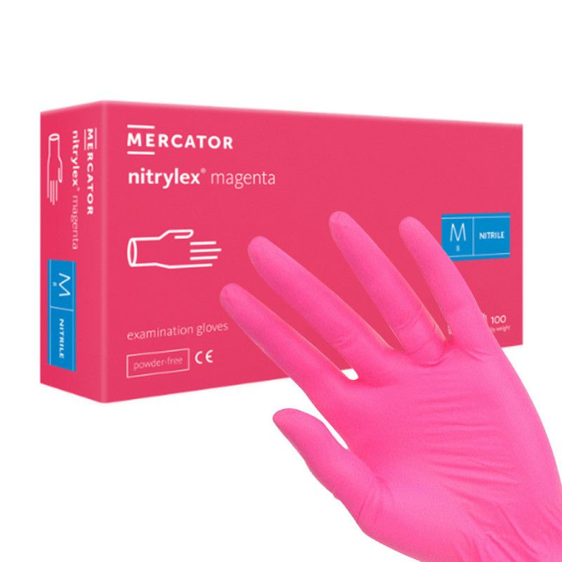 Nitrile gloves - pink - 100 pcs. M
