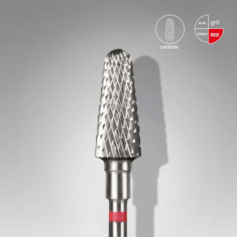 Carbide nail drill bit Staleks, “truncated cone”, red, head diameter 6 mm/ working part 14 mm