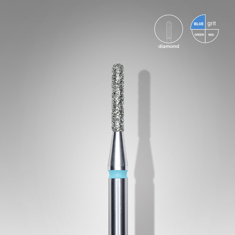 Diamond nail drill bit Staleks, rounded “cylinder”, blue, head diameter 1.4 mm/ working part 8 mm