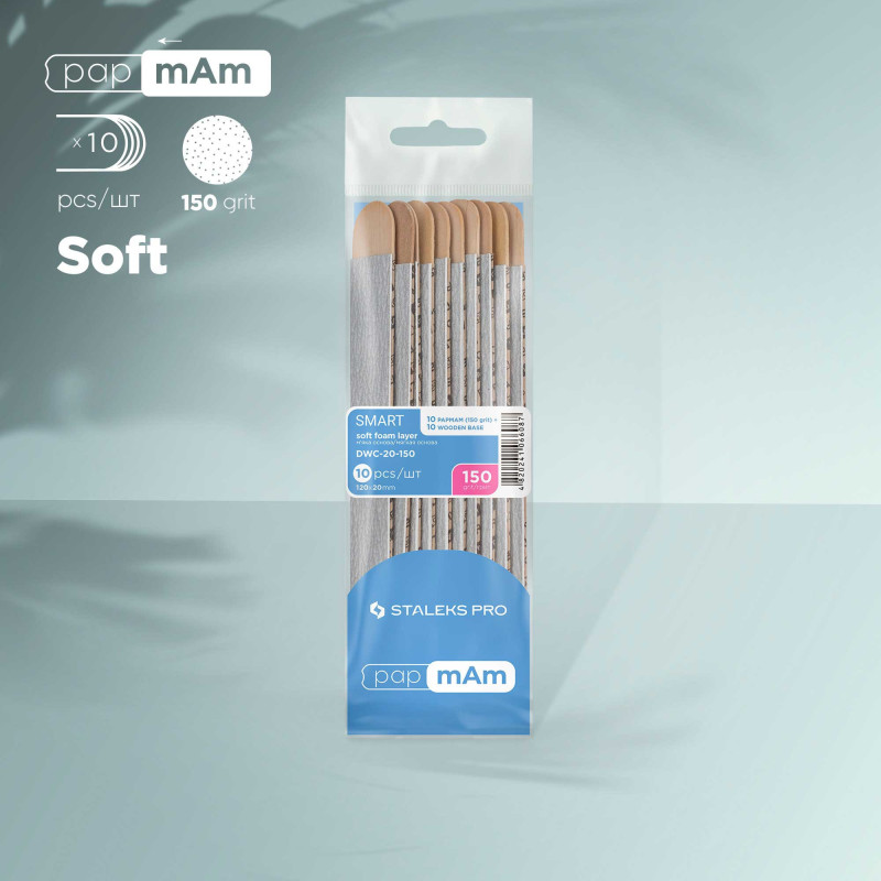 Kynsiviila - papmAm (pehmeä pohja) puualustalla Staleks Pro Smart 20, 150 grit (10 kpl)
