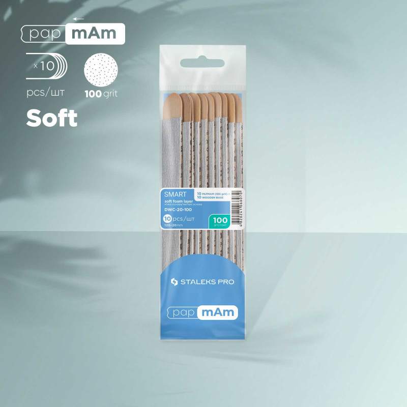 Kynsiviila - papmAm (pehmeä pohja) puualustalla Staleks Pro Smart 20, 100 grit (10 kpl)