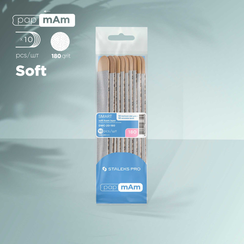 Kynsiviila - papmAm (pehmeä pohja) puualustalla Staleks Pro Smart 20, 180 grit (10 kpl)