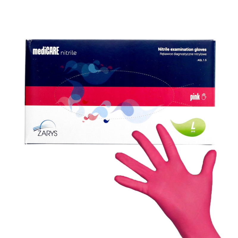 Nitrile gloves Medicare pink 100 pcs. L