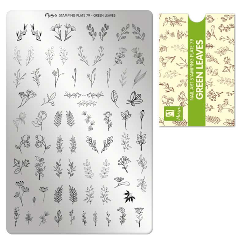 Stamping plate Moyra - Green leaves - 79