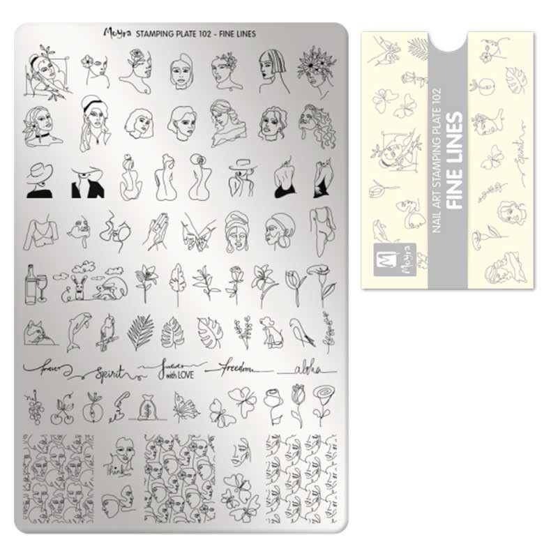 Stamping plate Moyra - Fine lines - 102