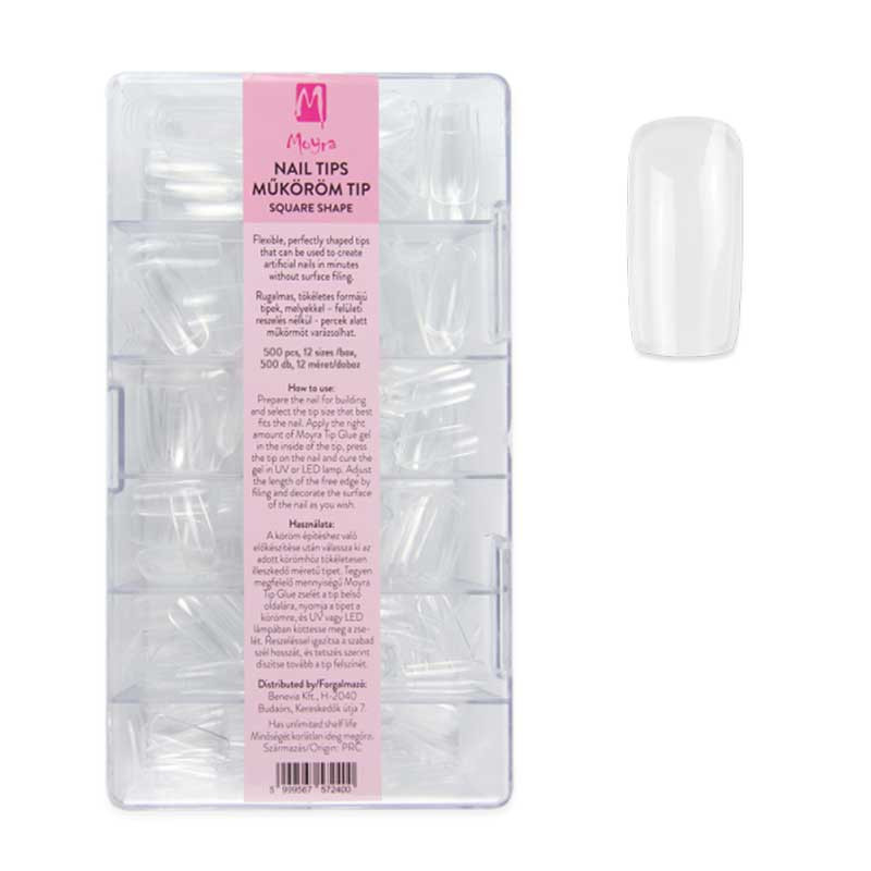 Gel Tips Moyra Square shape, transparent, 500 pcs