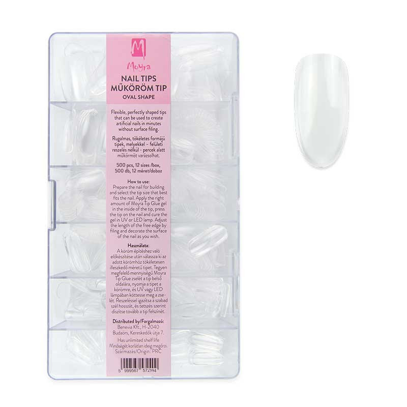 Gel Tips Moyra Oval, transparent, 500 pcs