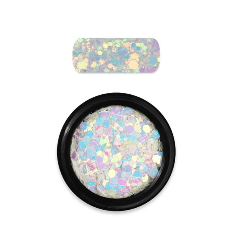 Moyra holo glitter mix nr 12 Chameleon valge