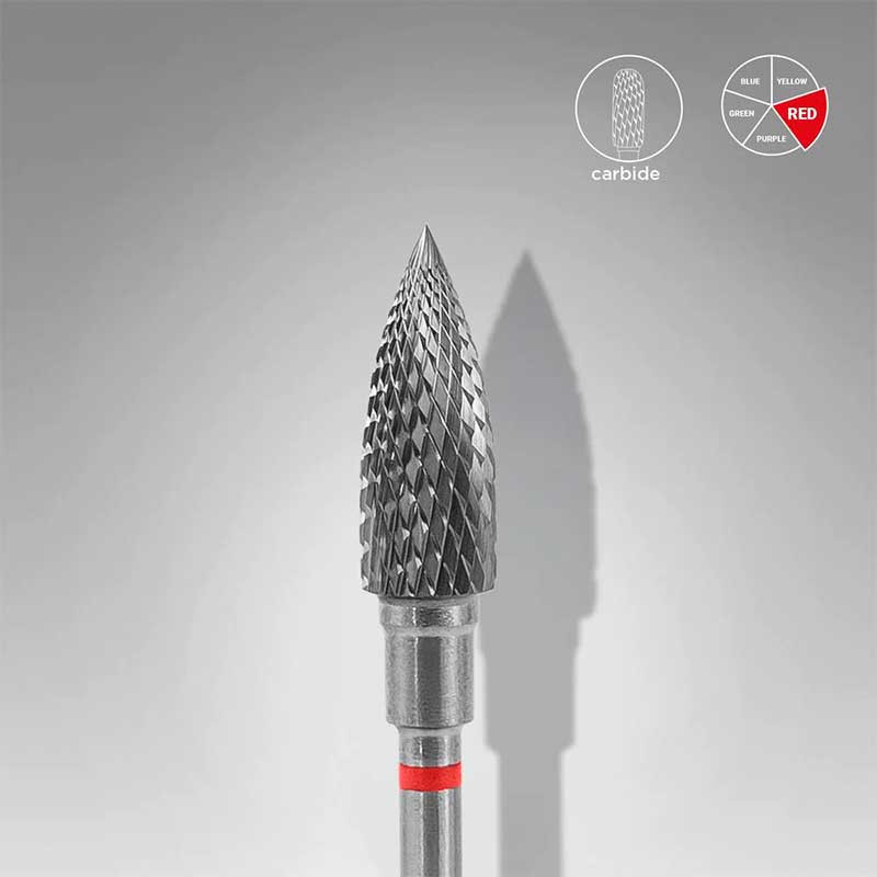 Carbide nail drill bit, “flame”, red, head diameter 5 mm/ working part 13,5 mm