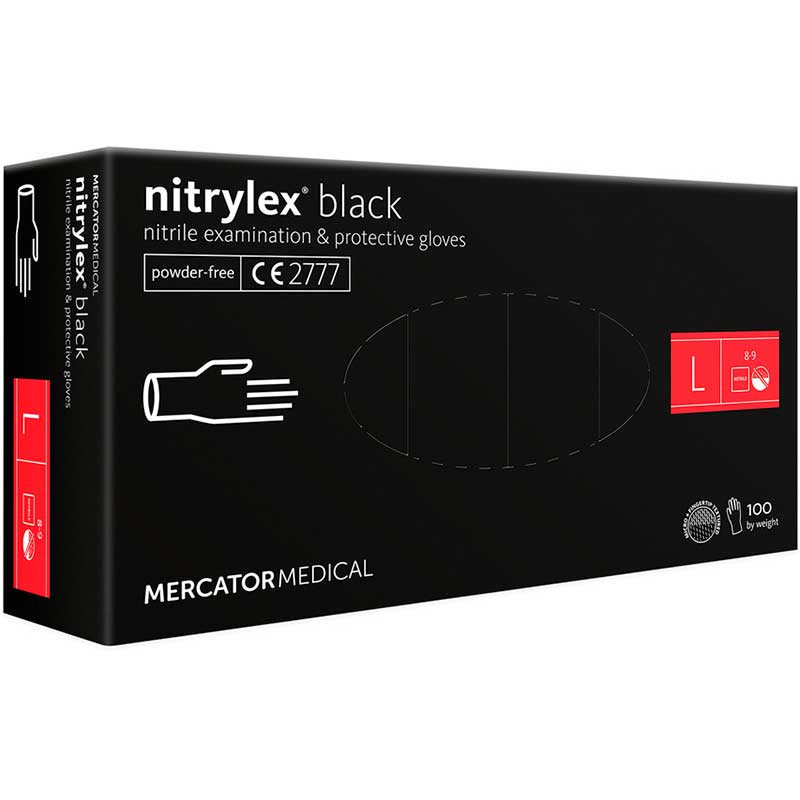 Нитриловые перчатки Nitrylex - черные - 100 шт. L
