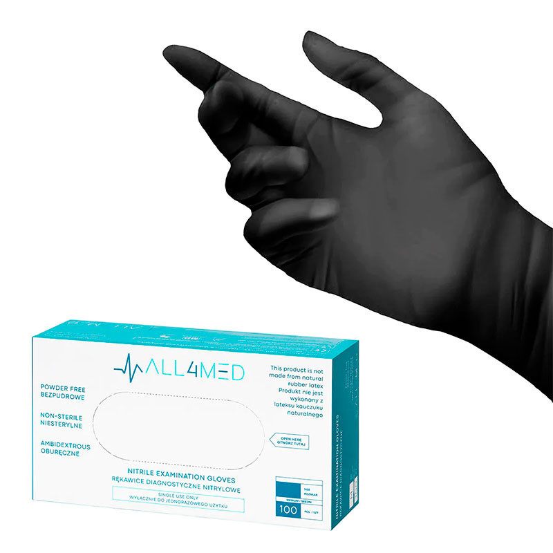 Nitrile gloves All4med black S - 100 tk