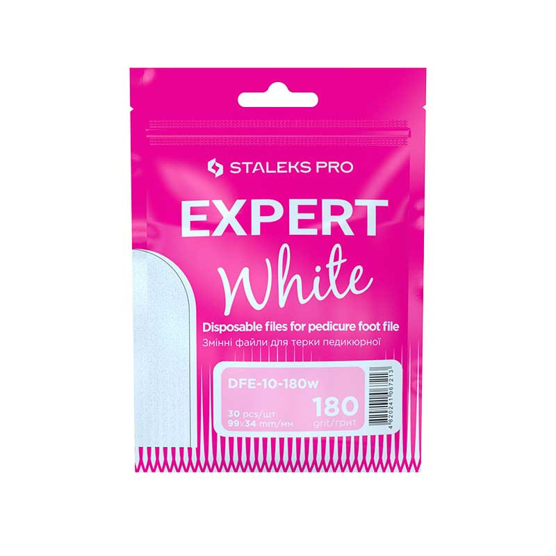 Valge pediküüriraspli kleebis Staleks Expert, 180 grit, 30 tk