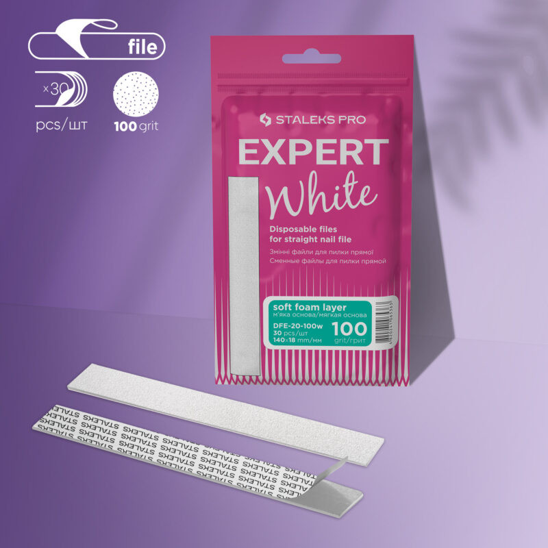 Disposable files for straight nail file (soft base) Staleks Pro Expert 20, 100 grit (30 pcs)