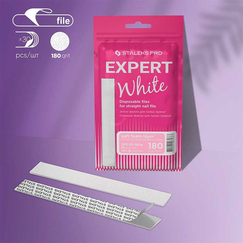 Disposable files for straight nail file (soft base) Staleks Pro Expert 20, 180 grit (30 pcs)