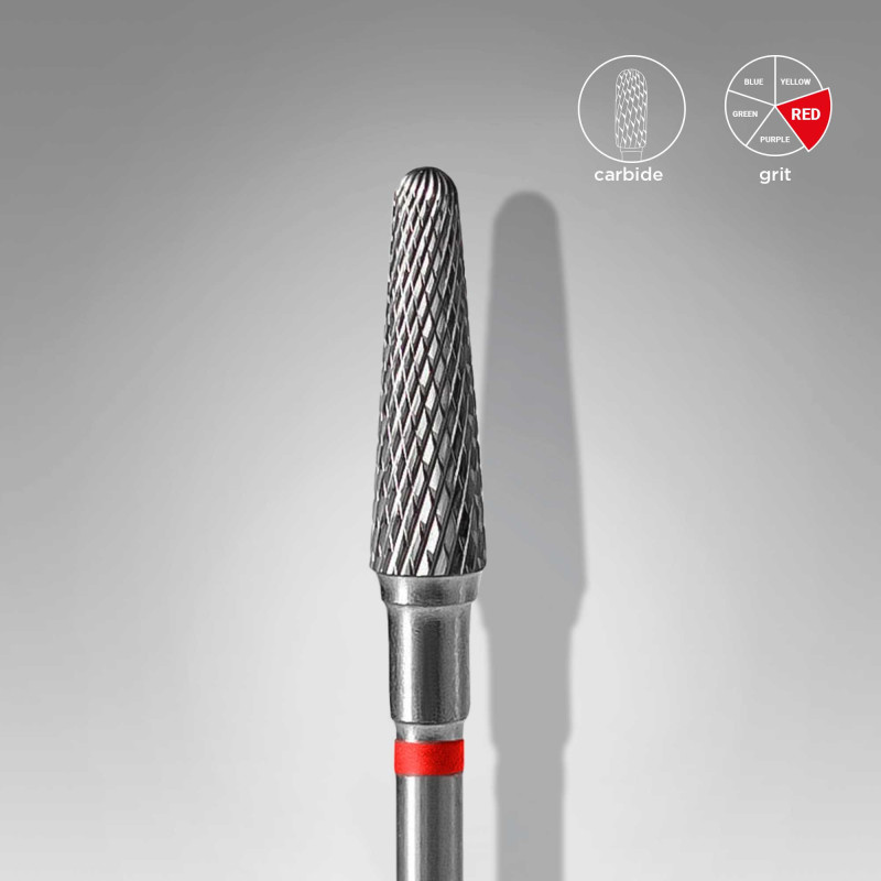 Karbiidfrees "Koonuspea" - Staleks - 4 mm, punane