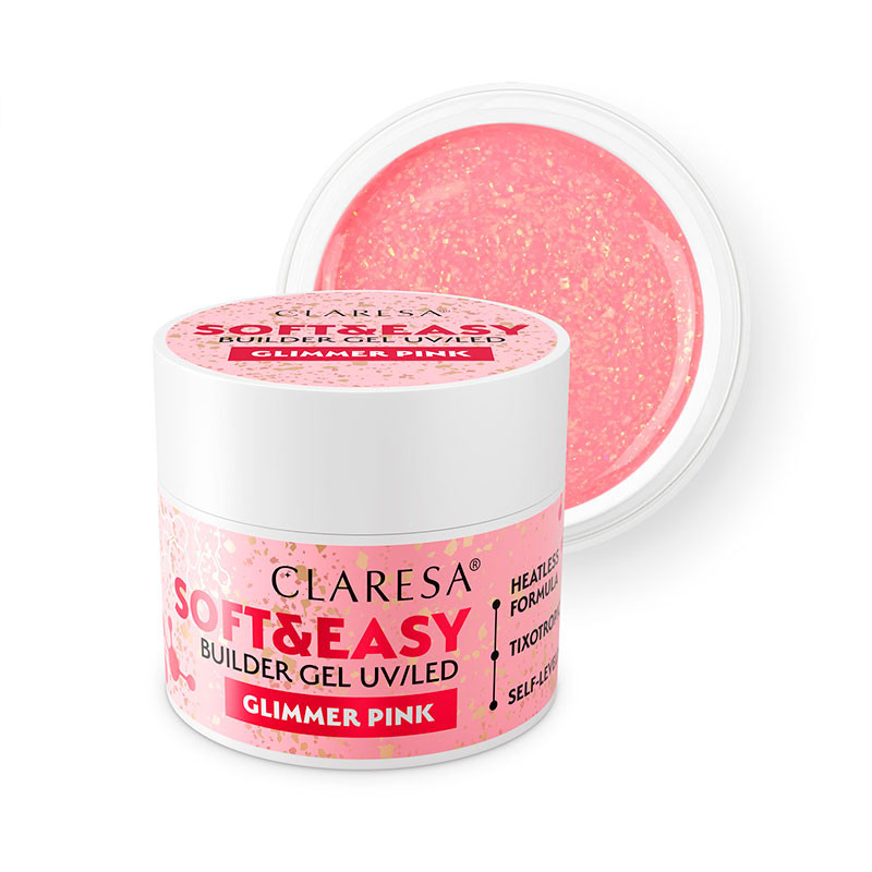 Builder gel Claresa SOFT&EASY, Glimmer Pink