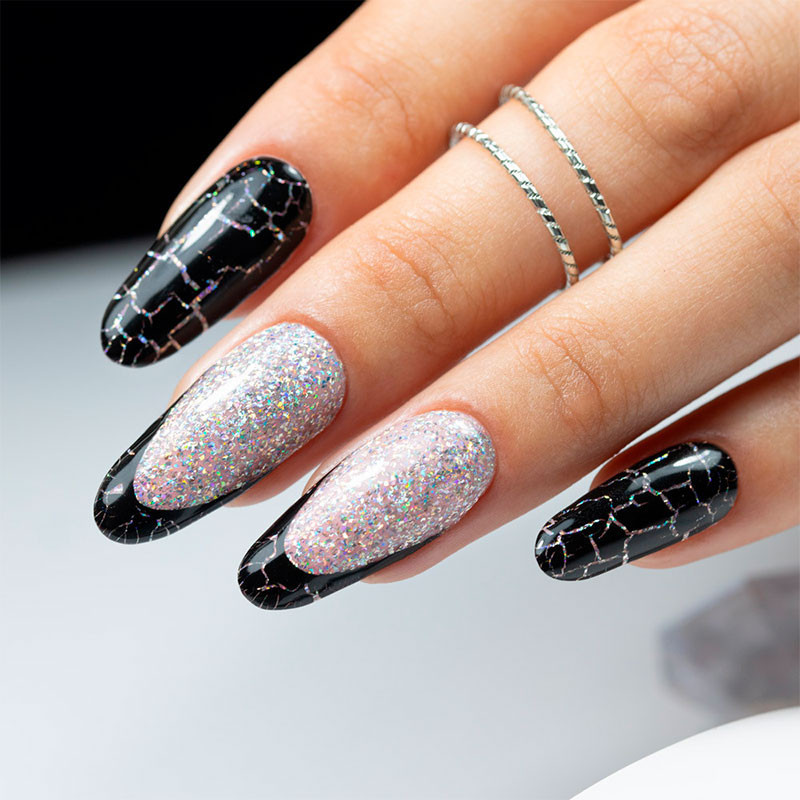 Gel polish With Crackle Effect Molly Nails Black - 8 g