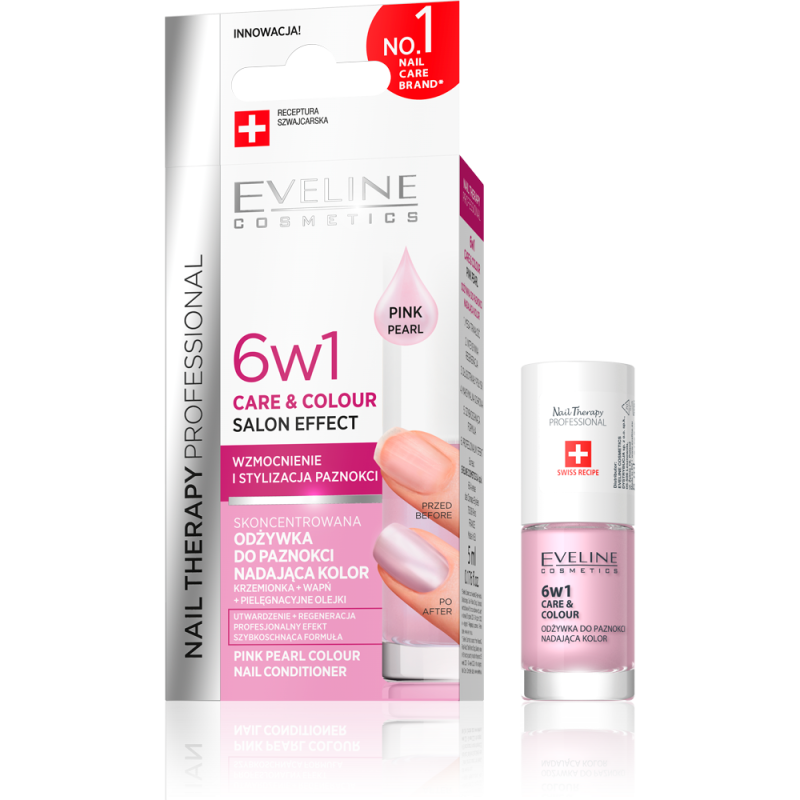 Eveline Nail Therapy Professional 6in1 Care & Color Concentrated Nail Conditioner Color Pink Pearl - 5ml