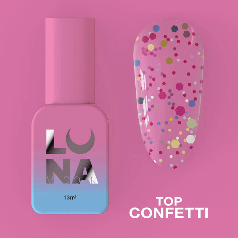 Päällyslakka ilman tahmeaa kerrosta - Lunamoon Top Confetti  - 13 ml
