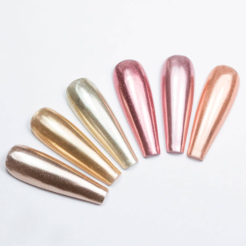 Nail powder, mirror effect, palette 6 colors, No. 3