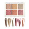 Nail powder, mirror effect, palette 6 colors, No. 3