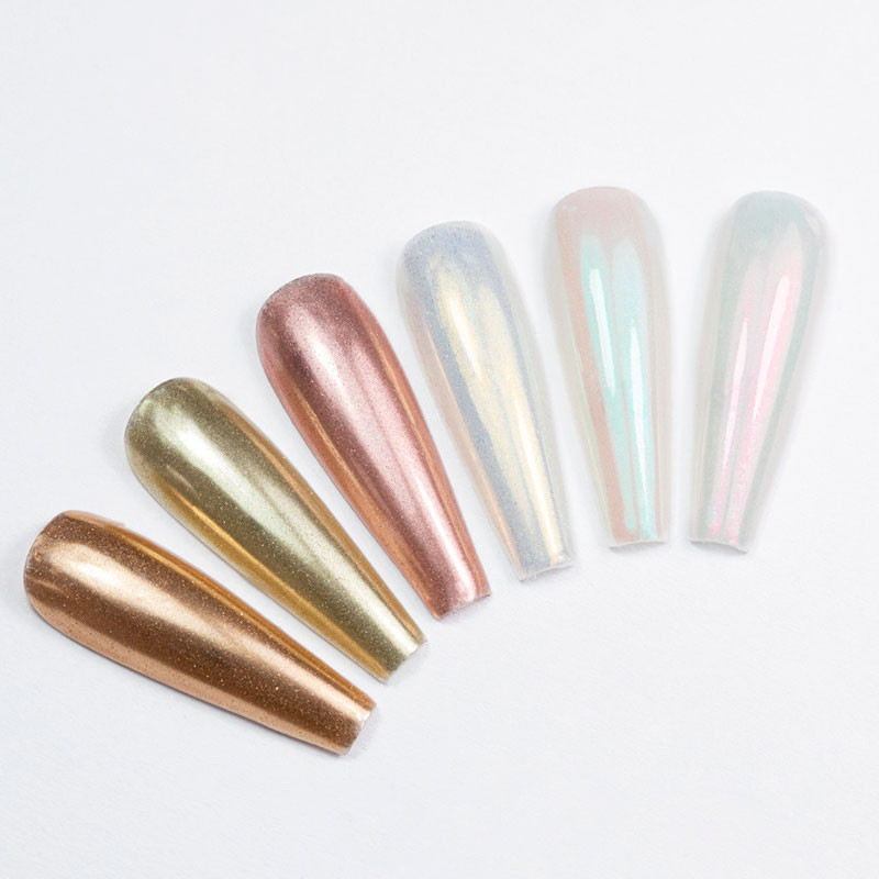 Nail powder, mirror effect, palette 6 colors, No. 5