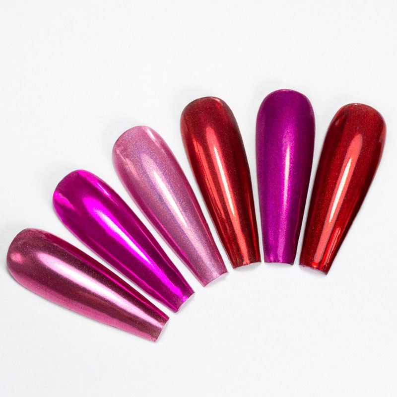 Nail powder, mirror effect, palette 6 colors, No. 6