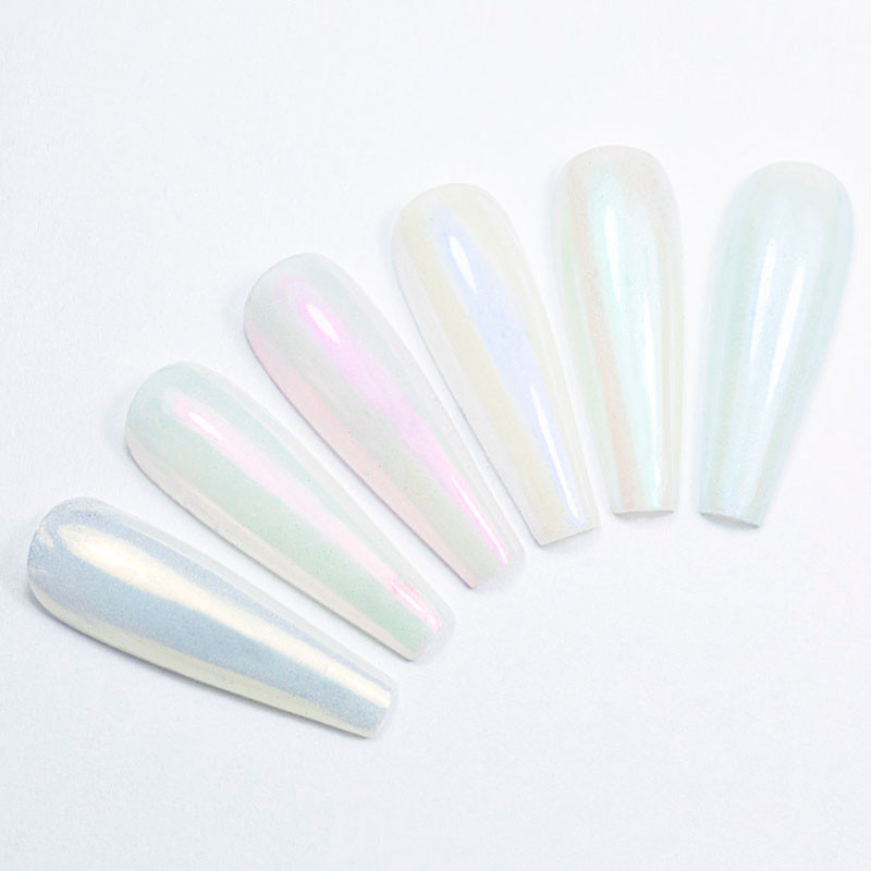 Nail powder, mirror effect, palette 6 colors, No. 8
