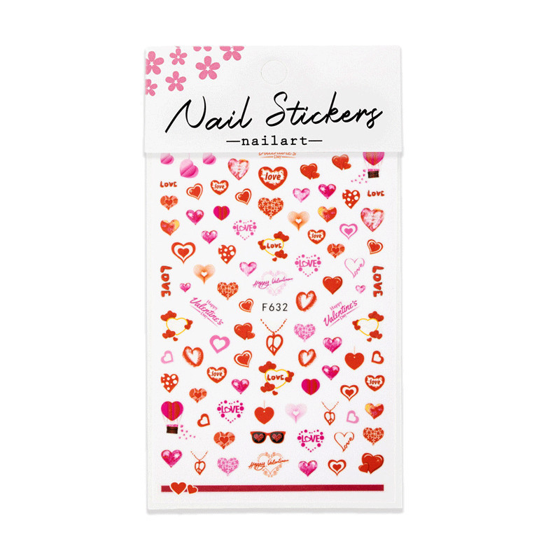 Self-adhesive Valentine's Day Hearts Nail Stickers, F632