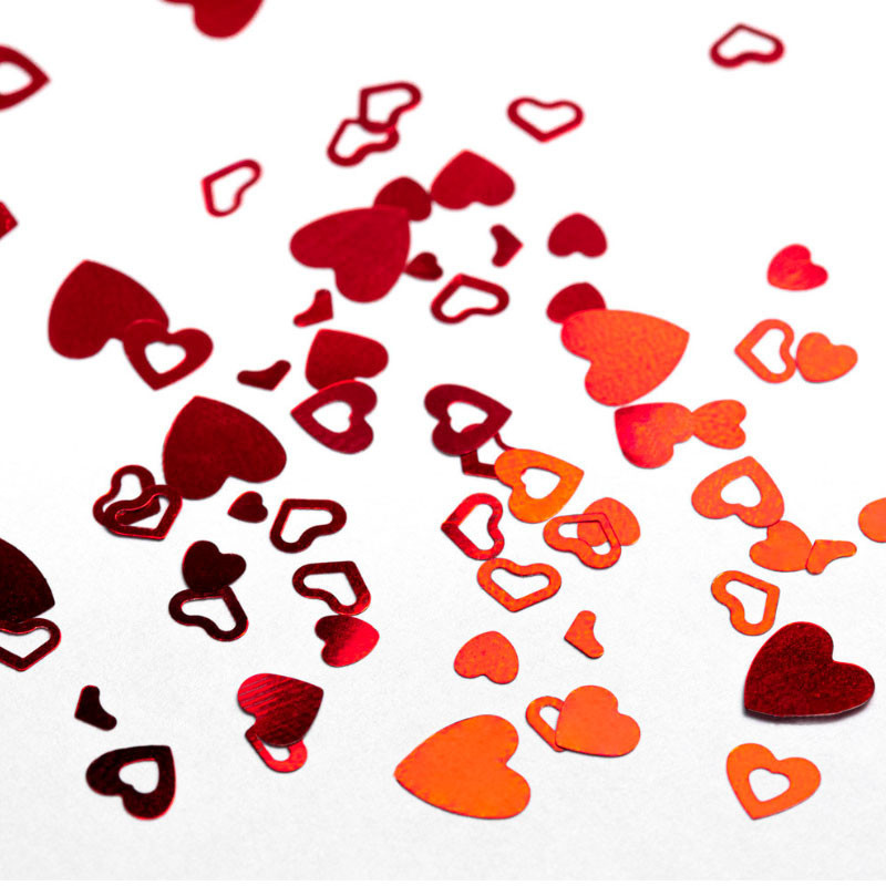 Glitter in the shape of hearts in a palette 6 types