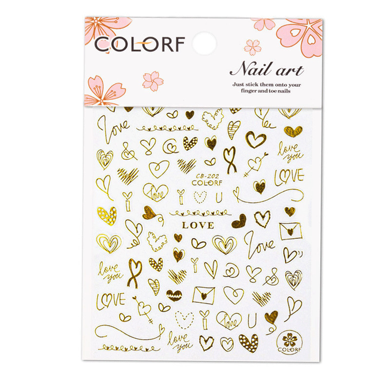 Self-adhesive nail stickers Valentine's Day gold, CB-202