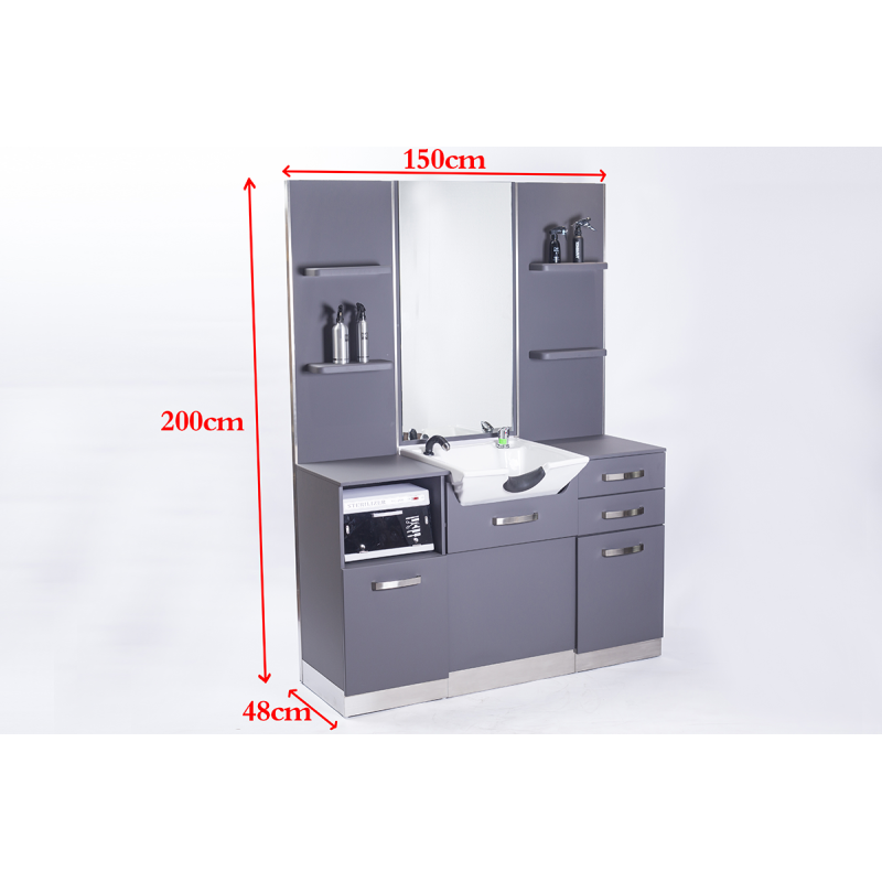 Gabbiano hairdressing console with a wash basin b085 gray