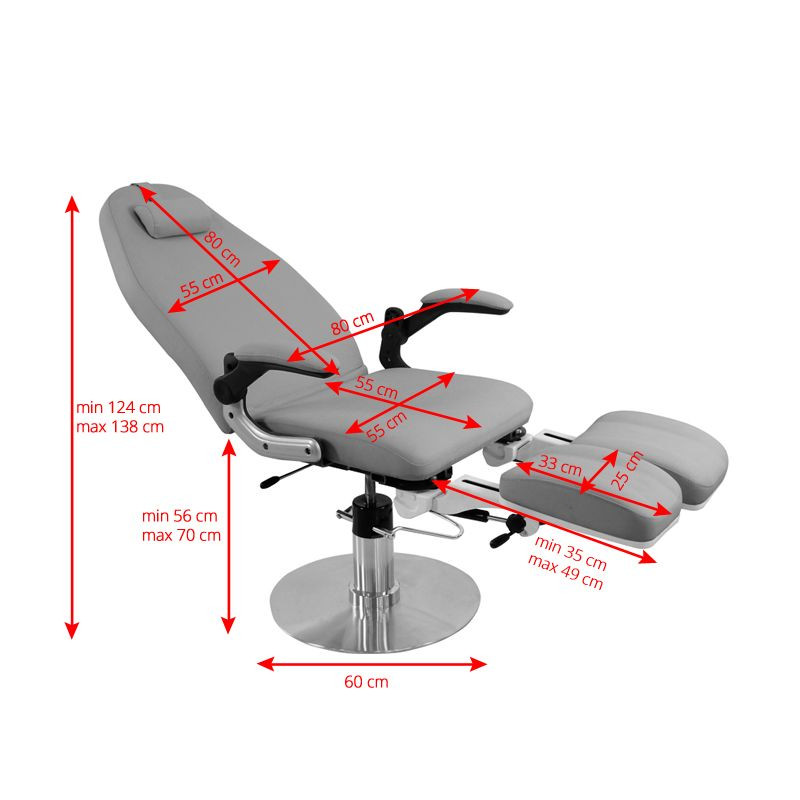 Hydraulic podiatry chair azzurro 713a gray