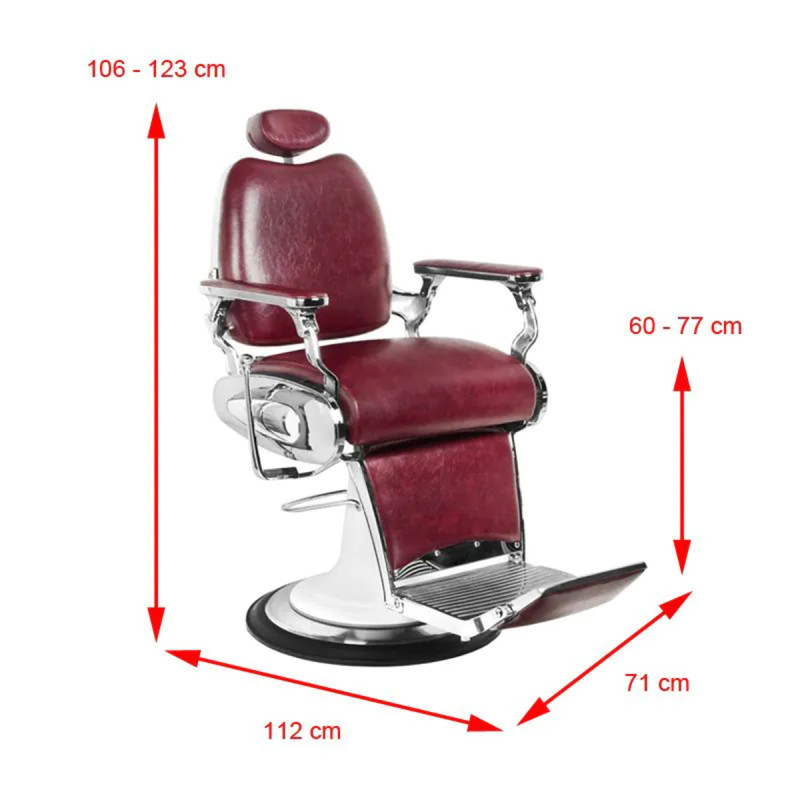 Gabbiano barber armchair moto style burgundy