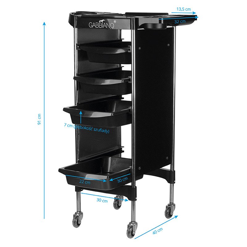Gabbiano hairdressing trolley fx11-2 black