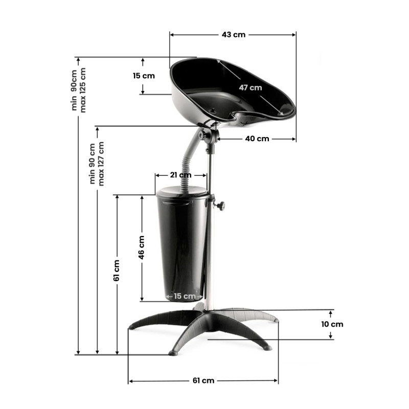 Gabbiano portable barbershop wash unit with ft35-1 tank