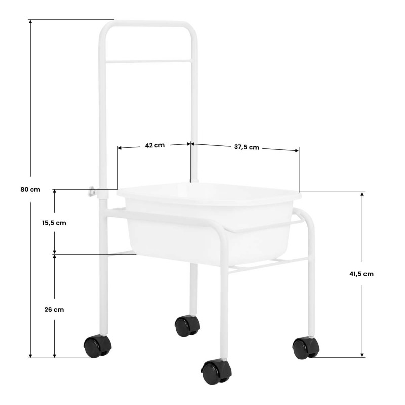 White pedicure tray on wheels