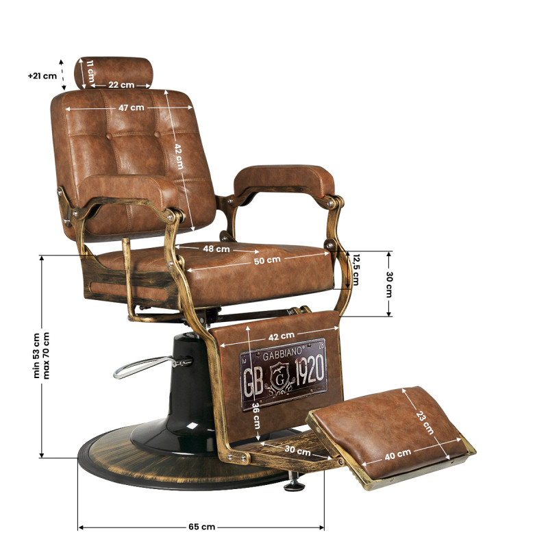 Gabbiano barber chair boss old leather light brown