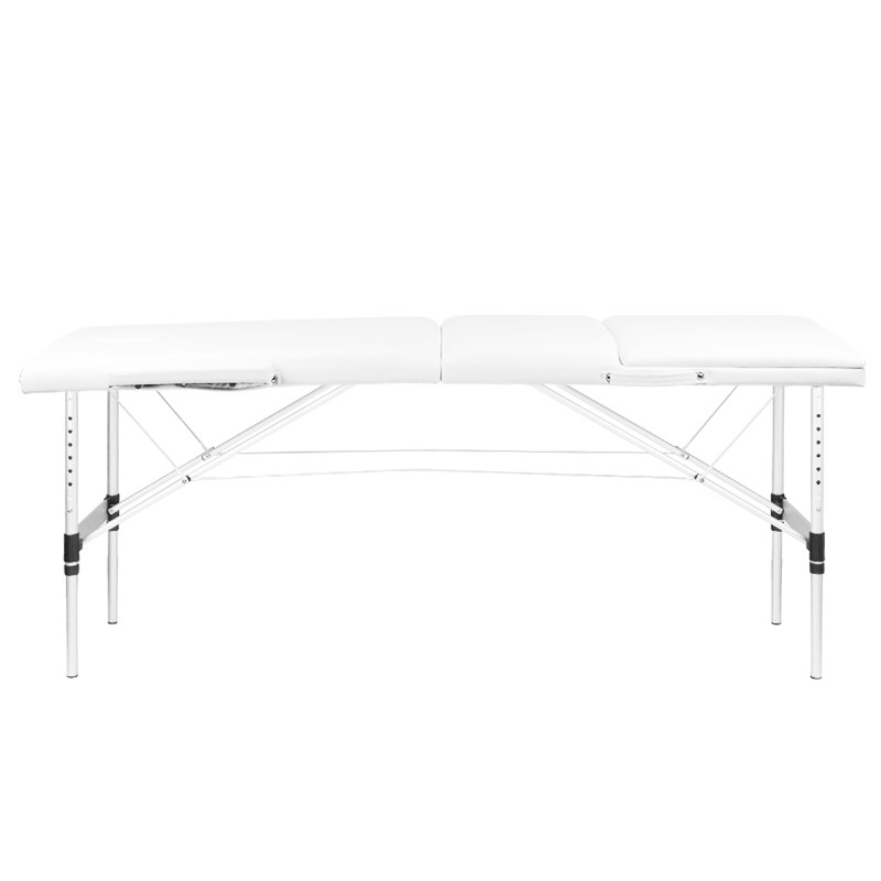 3-section aluminum comfort massage table, white