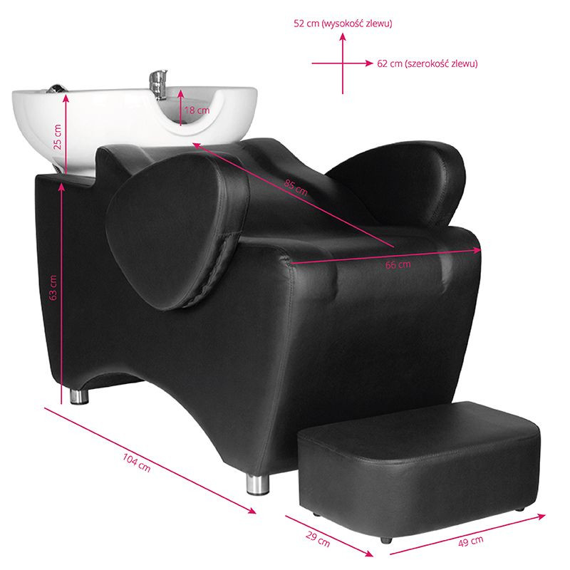 Hair system hsb46 hairdressing wash unit black