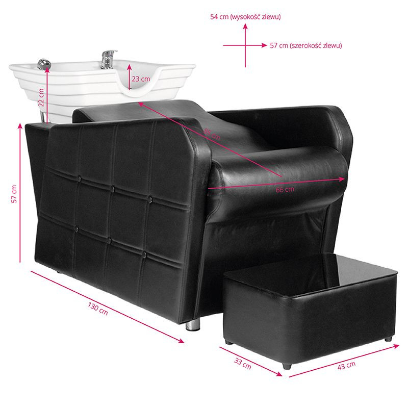 Hair system hsb07 hairdressing wash unit black