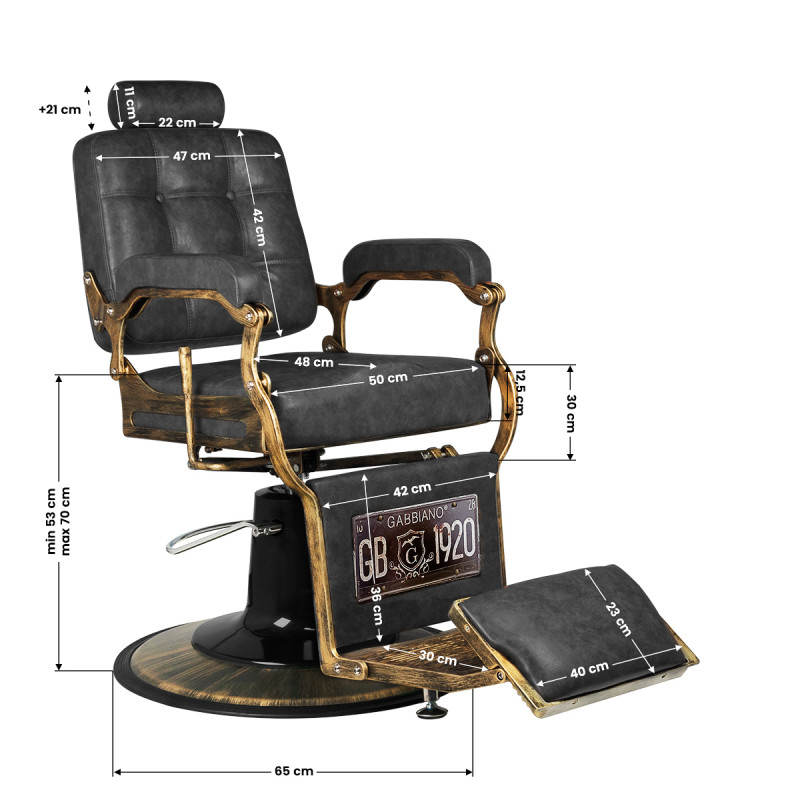 Gabbiano Barber Chair Boss HD Old Leather black