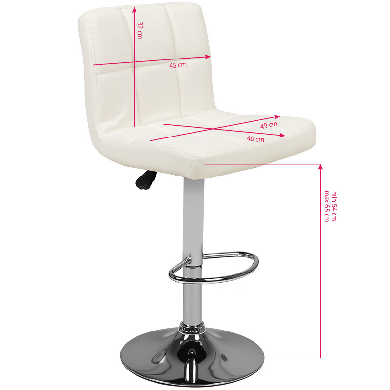 Bar stool m06 quilted adjustable white