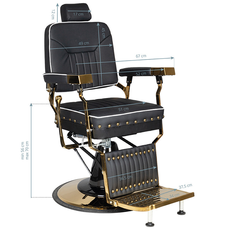 Gabbiano black filippo gold barber armchair